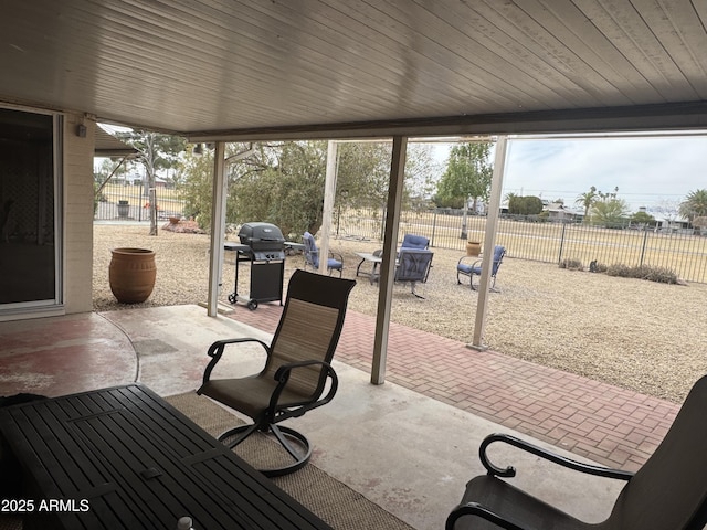 exterior space featuring a fenced backyard and area for grilling