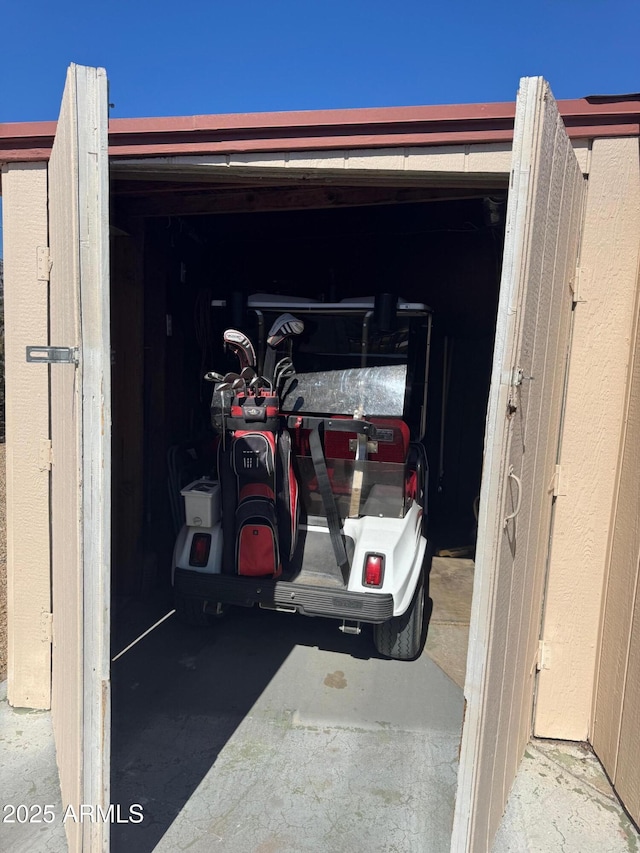 view of garage