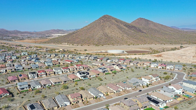 drone / aerial view featuring a mountain view