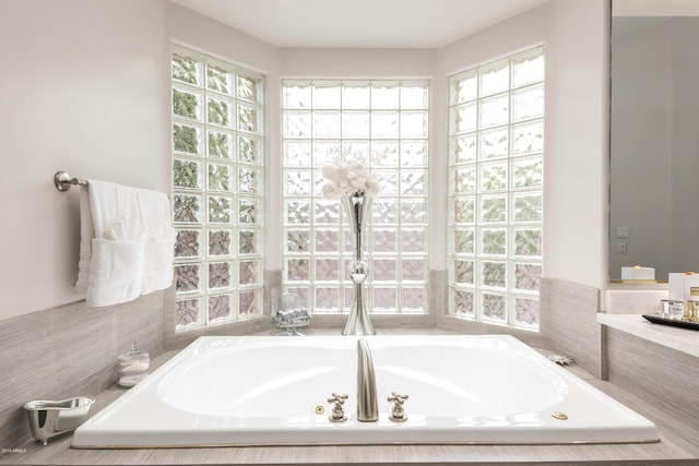 bathroom featuring a garden tub