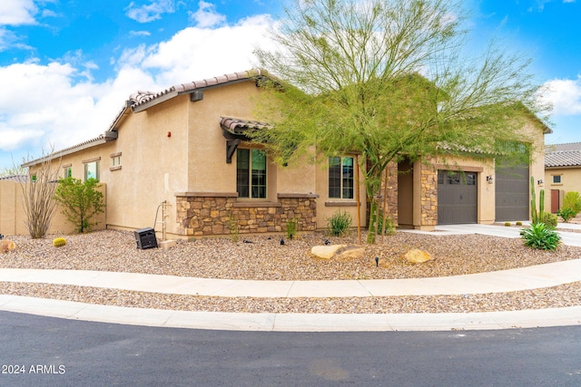 view of front of house with a garage