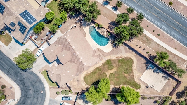 aerial view of a pool