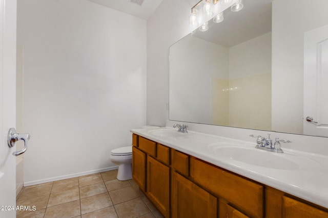 bathroom featuring tile patterned floors, toilet, and vanity