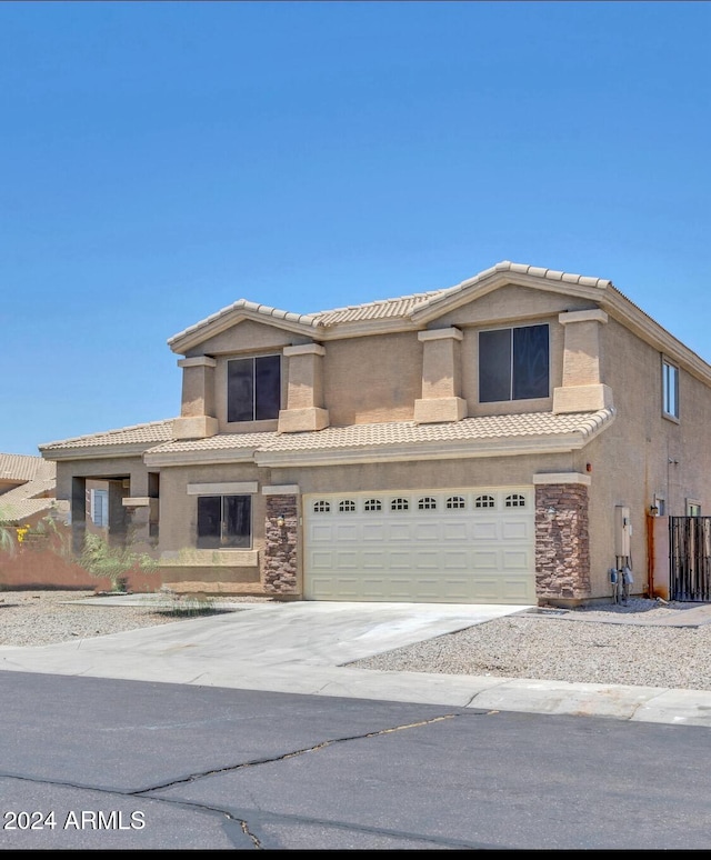 view of front of house with a garage