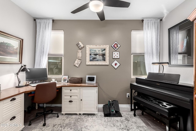 home office featuring ceiling fan