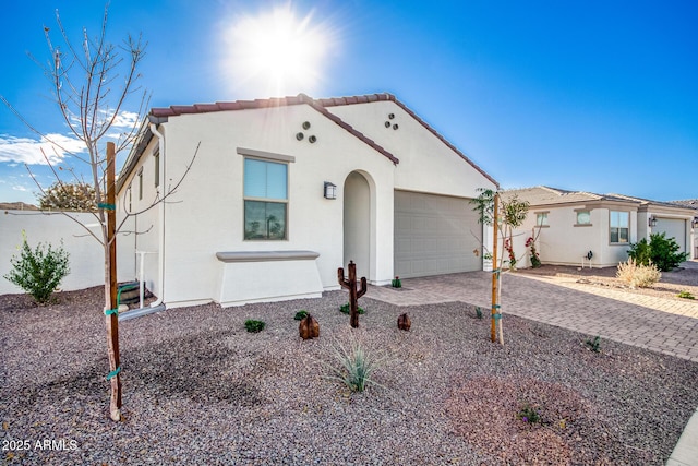 view of front of home with a garage