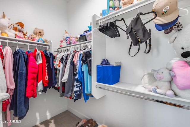 spacious closet with carpet