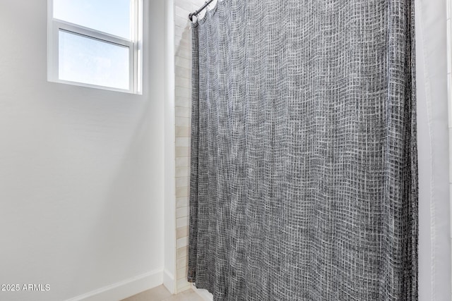 details featuring curtained shower