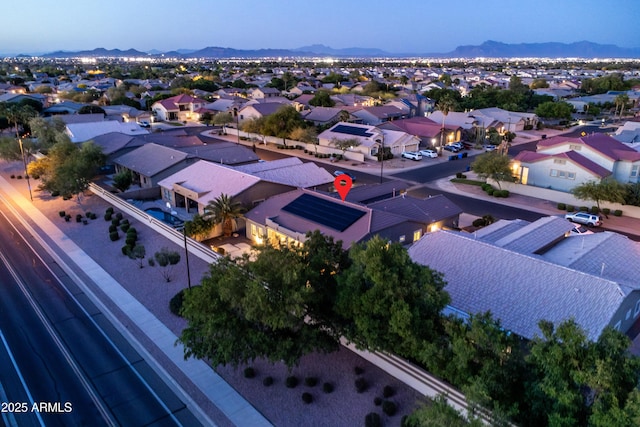 bird's eye view with a mountain view and a residential view