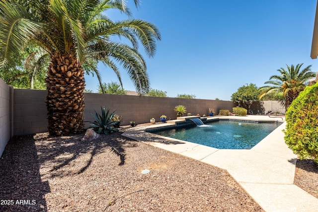 view of swimming pool featuring a fenced in pool and a fenced backyard