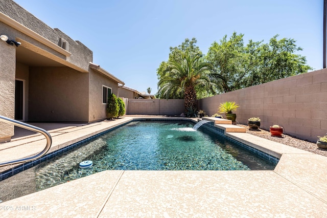 view of pool with a fenced in pool, a fenced backyard, and a patio area