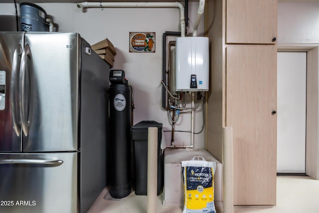 utility room with water heater
