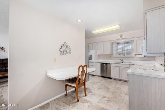 kitchen with sink and white appliances