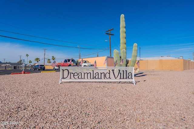 view of community sign