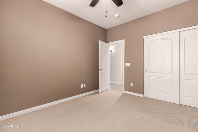 25845 N 44th Ave, Phoenix, AZ 85083 - unfurnished bedroom featuring a ceiling fan, baseboards, light carpet, and a closet