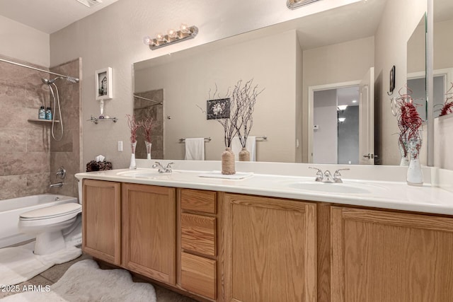 25845 N 44th Ave, Phoenix, AZ 85083 - full bathroom with double vanity, toilet, bathing tub / shower combination, and a sink