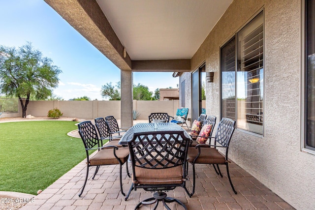 25845 N 44th Ave, Phoenix, AZ 85083 - view of patio / terrace with outdoor dining area and a fenced backyard