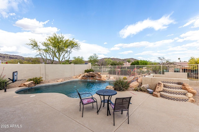 25845 N 44th Ave, Phoenix, AZ 85083 - view of pool with a fenced in pool, a fenced backyard, a patio area, and a mountain view