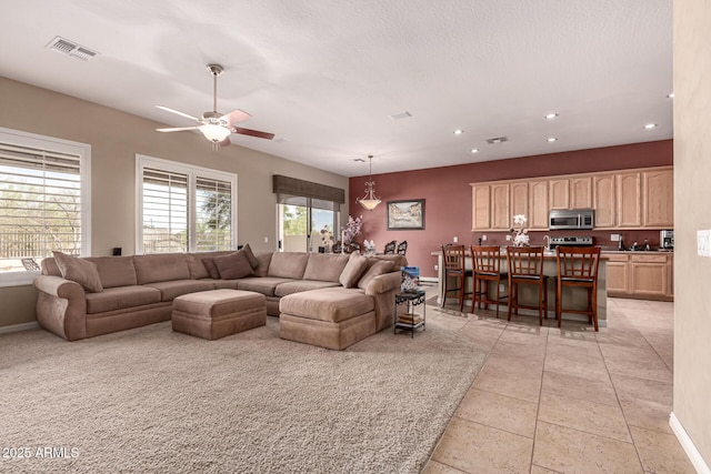 25845 N 44th Ave, Phoenix, AZ 85083 - living area with recessed lighting, a ceiling fan, baseboards, and visible vents