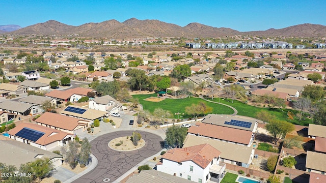 bird's eye view with a residential view and a mountain view