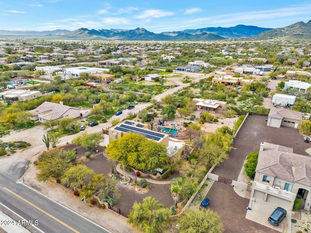 drone / aerial view featuring a mountain view