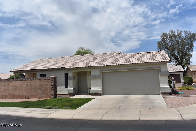 2221 E Union Hills Dr Unit 148, Phoenix, AZ 85024 - ranch-style house with stucco siding, an attached garage, driveway, and a tiled roof