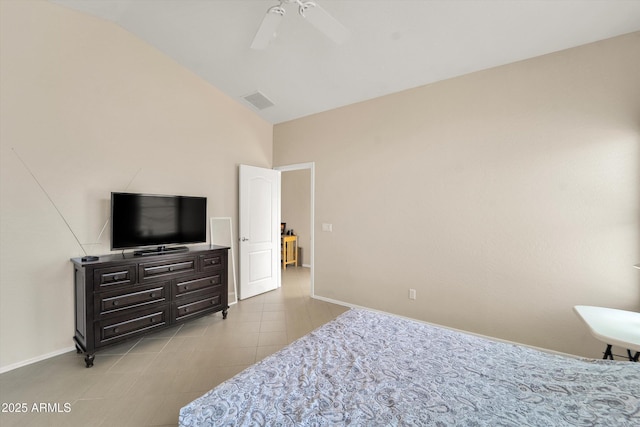 2221 E Union Hills Dr Unit 148, Phoenix, AZ 85024 - bedroom featuring baseboards, high vaulted ceiling, and a ceiling fan