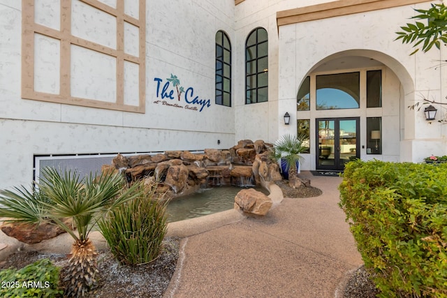 property entrance with french doors