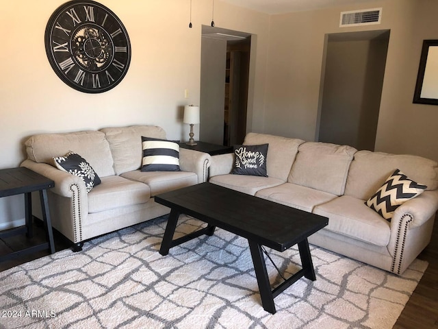 living room featuring light wood-type flooring