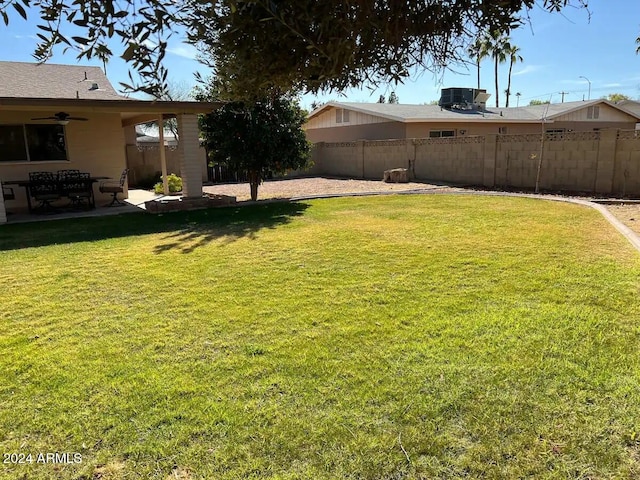 view of yard with a patio and cooling unit