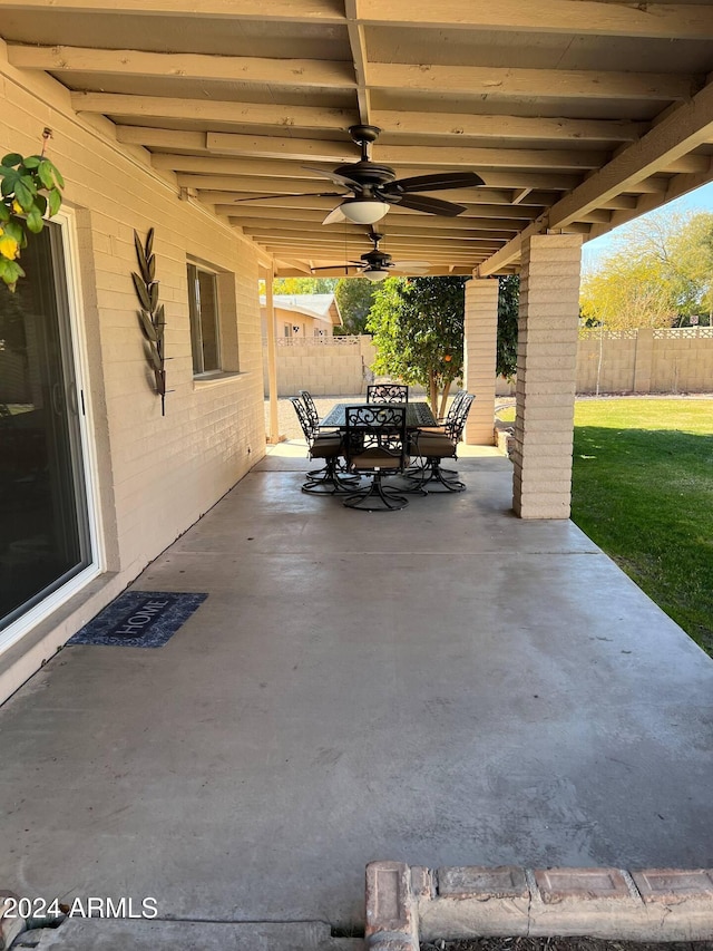 view of patio / terrace with ceiling fan