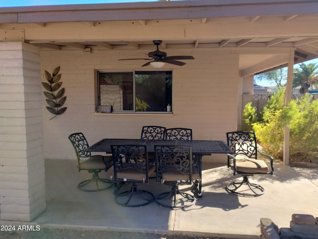 view of patio / terrace featuring ceiling fan