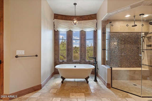 bathroom with independent shower and bath