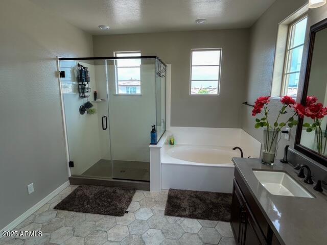 3871 E Harrison St, Gilbert, AZ 85295 - full bath featuring a shower stall, a bath, and vanity