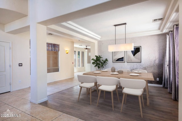 dining room with light tile patterned floors