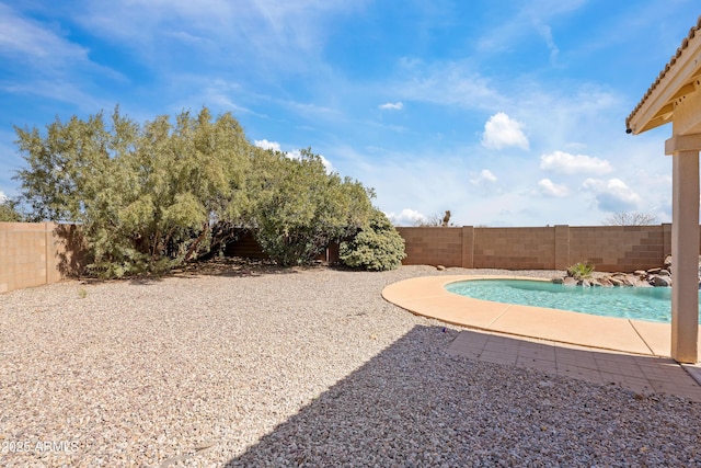 view of pool featuring a fenced in pool, a patio area, and a fenced backyard