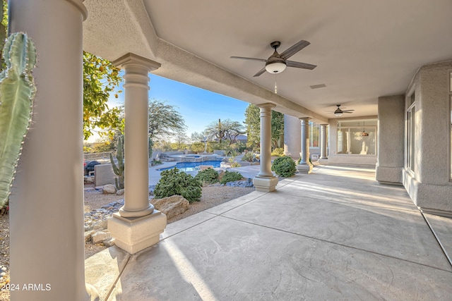 view of patio with ceiling fan