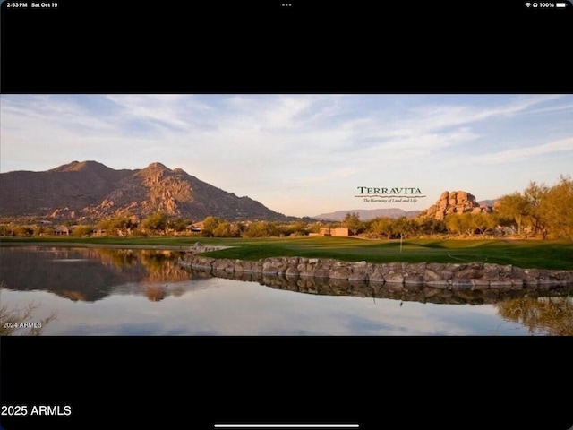view of water feature with a mountain view