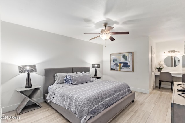 bedroom featuring ceiling fan