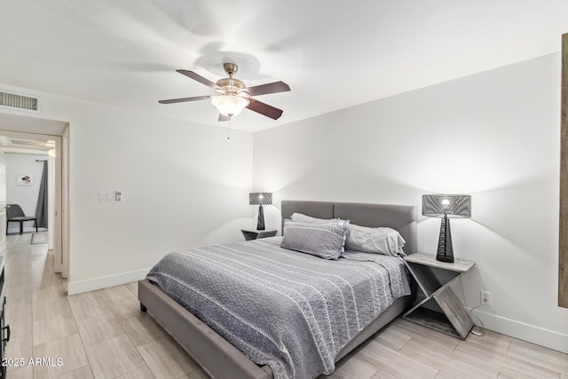 bedroom featuring ceiling fan