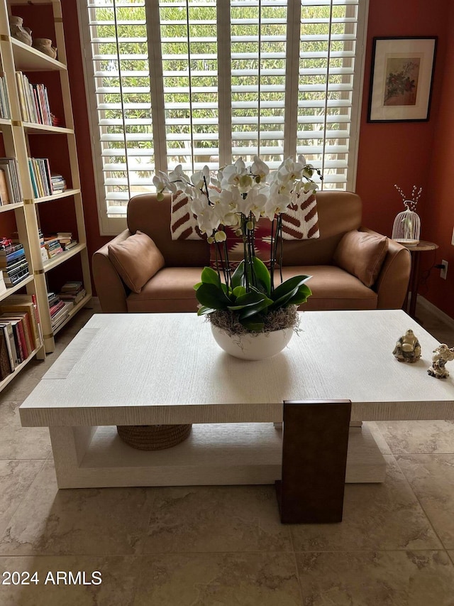 view of tiled living room