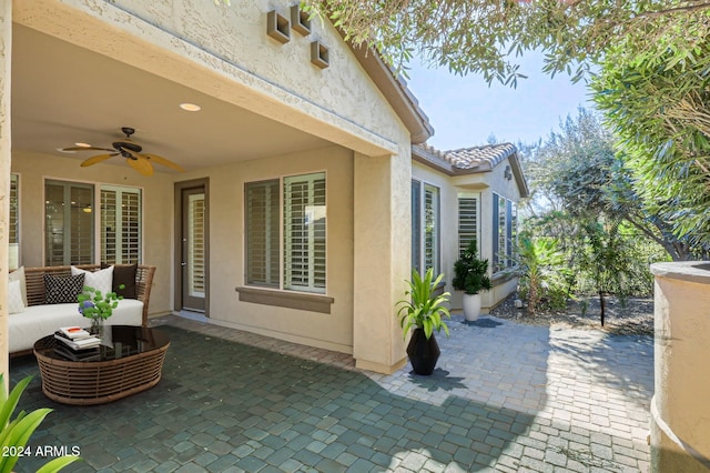 view of patio / terrace with ceiling fan