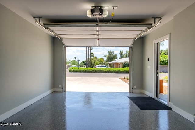 garage with a garage door opener