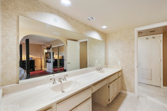 bathroom featuring vanity and tile patterned flooring