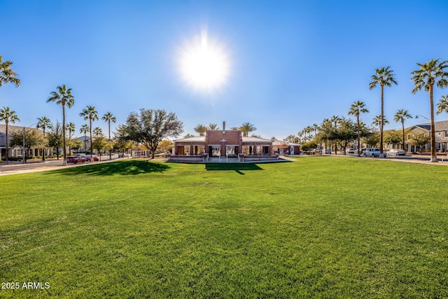 view of home's community with a lawn