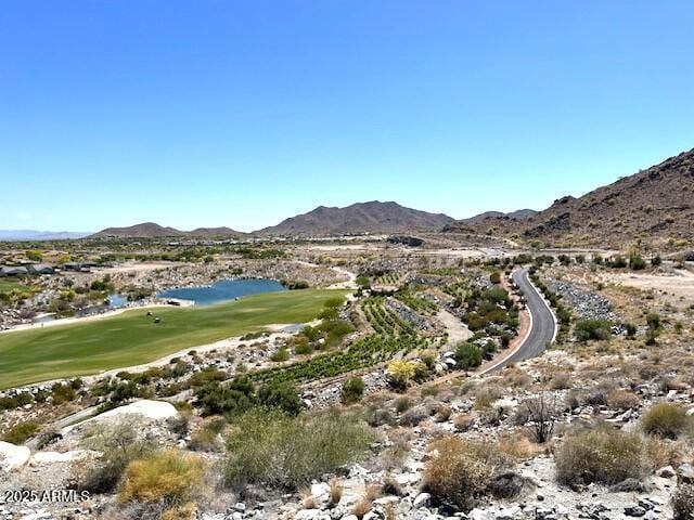 mountain view with a water view