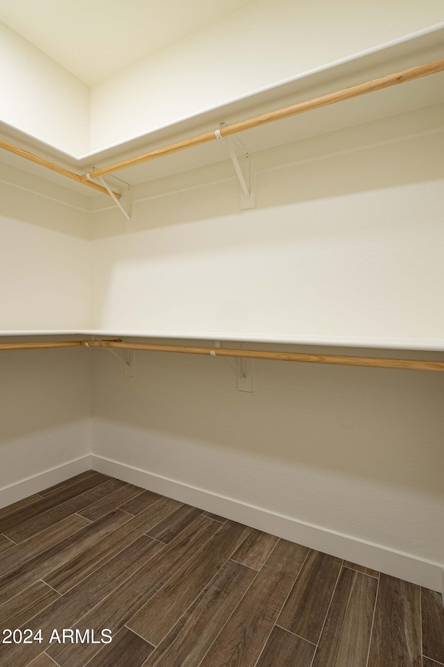 spacious closet with dark wood-type flooring