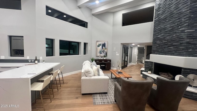 living room featuring light hardwood / wood-style floors