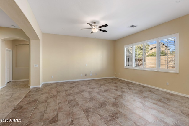 empty room featuring ceiling fan