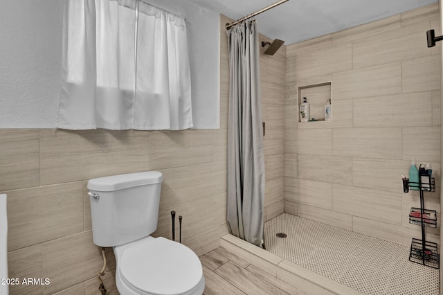 1815 E Illini St, Phoenix, AZ 85040 - bathroom featuring tile walls, a shower stall, and toilet